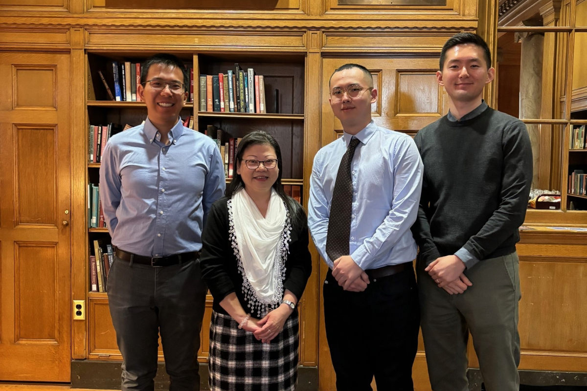 The three data grant recipients with social science librarian Kathy Wu
