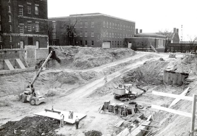 Construction site for Rush Rhees Library addition