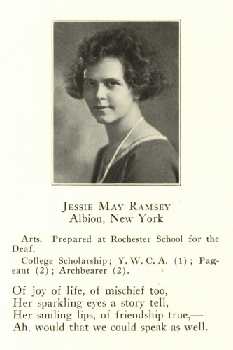 Card showing photo of Jessie May Ramsey