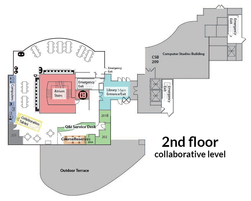 Map of Carlson Library second floor