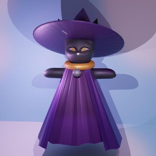 3D modeled witch cat.
