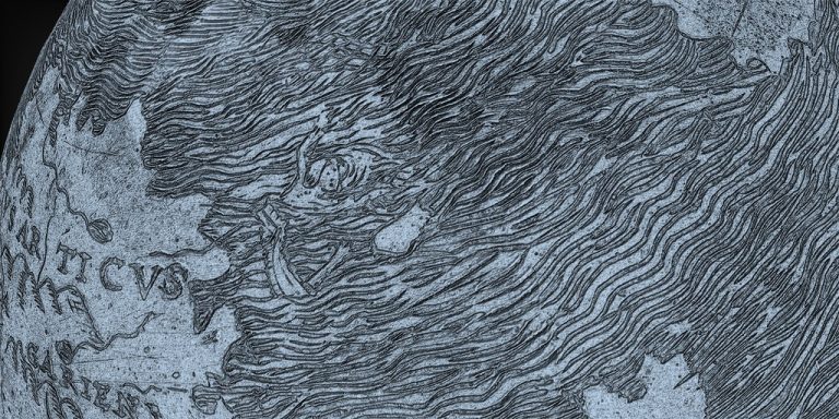 detail of an etched shipwreck with lighting tools applied