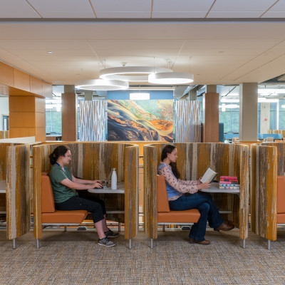 Photo of students in seating in Gleason Library