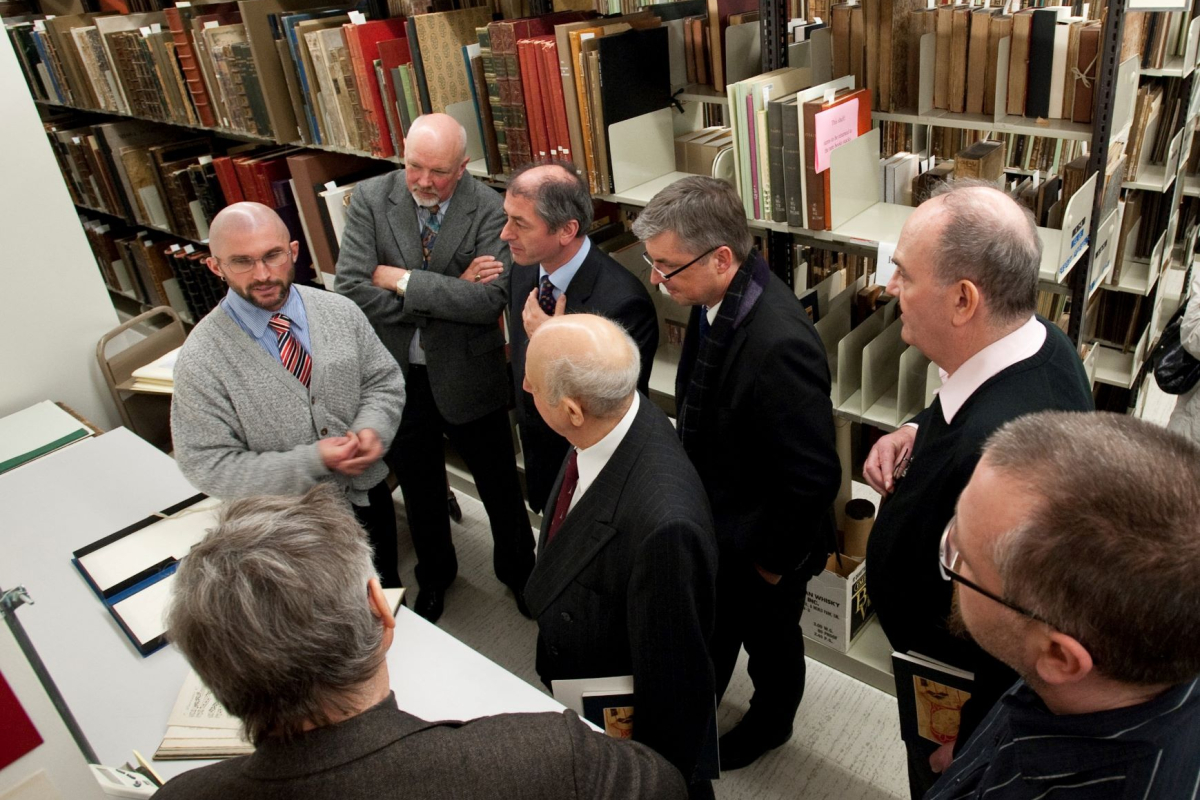 David Peter Coppen with German dignitaries at Sibley Music Library