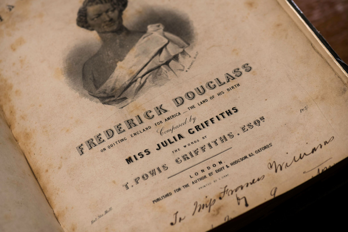 The "cover sheet" from a volume of sheet music for "Farewell Song of Frederick Douglass" 