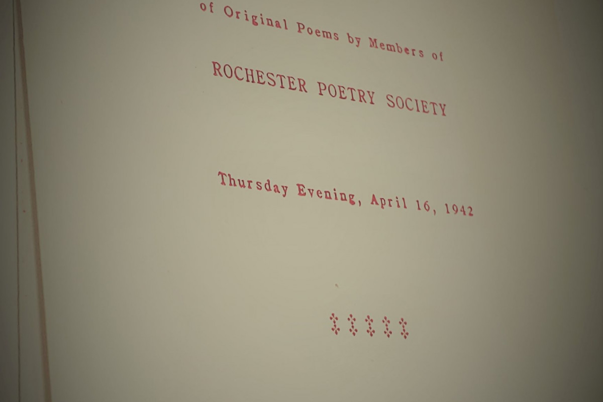 Rochester Poetry Society program for April 16 1942