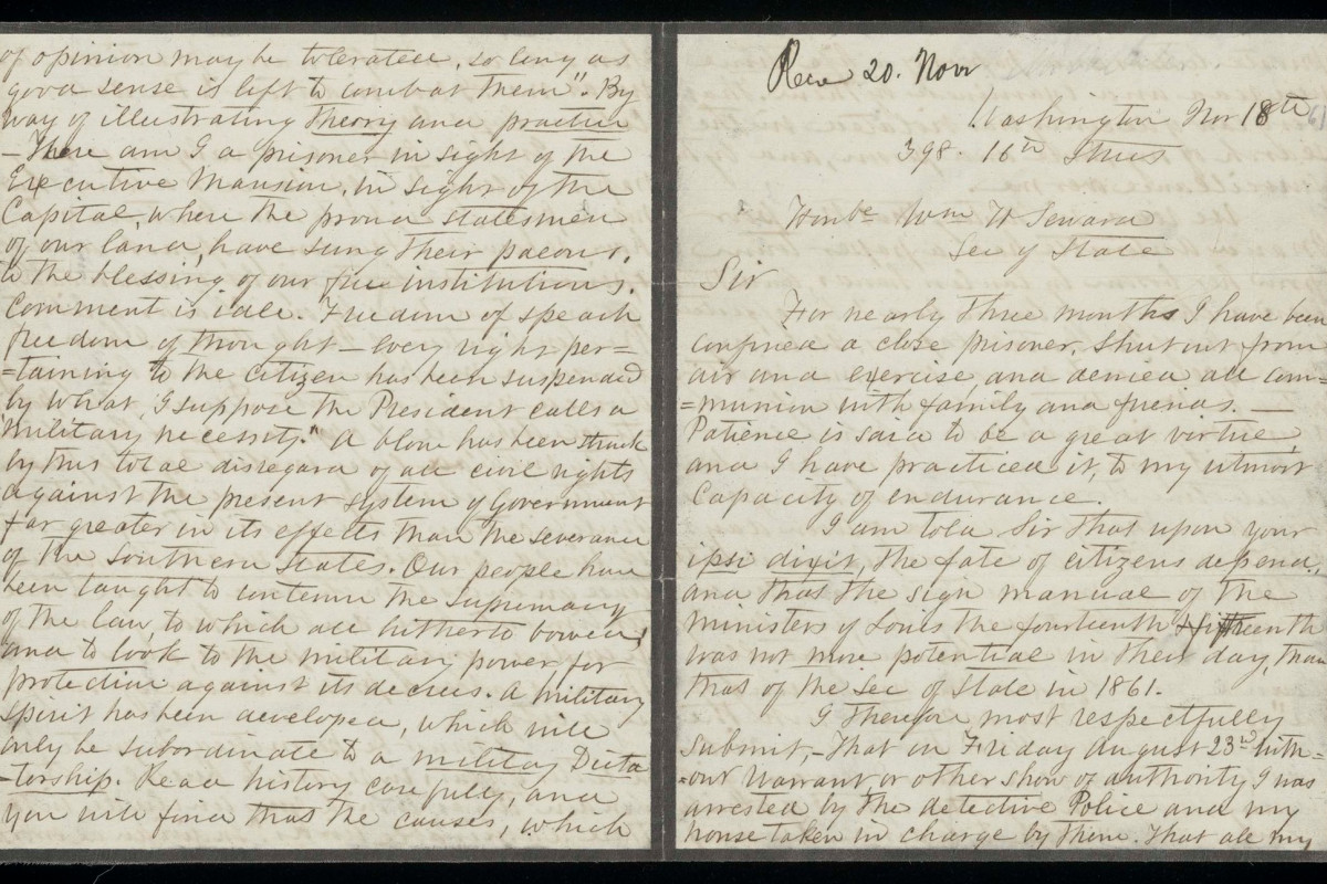 Greenhow's manuscript letter to Seward