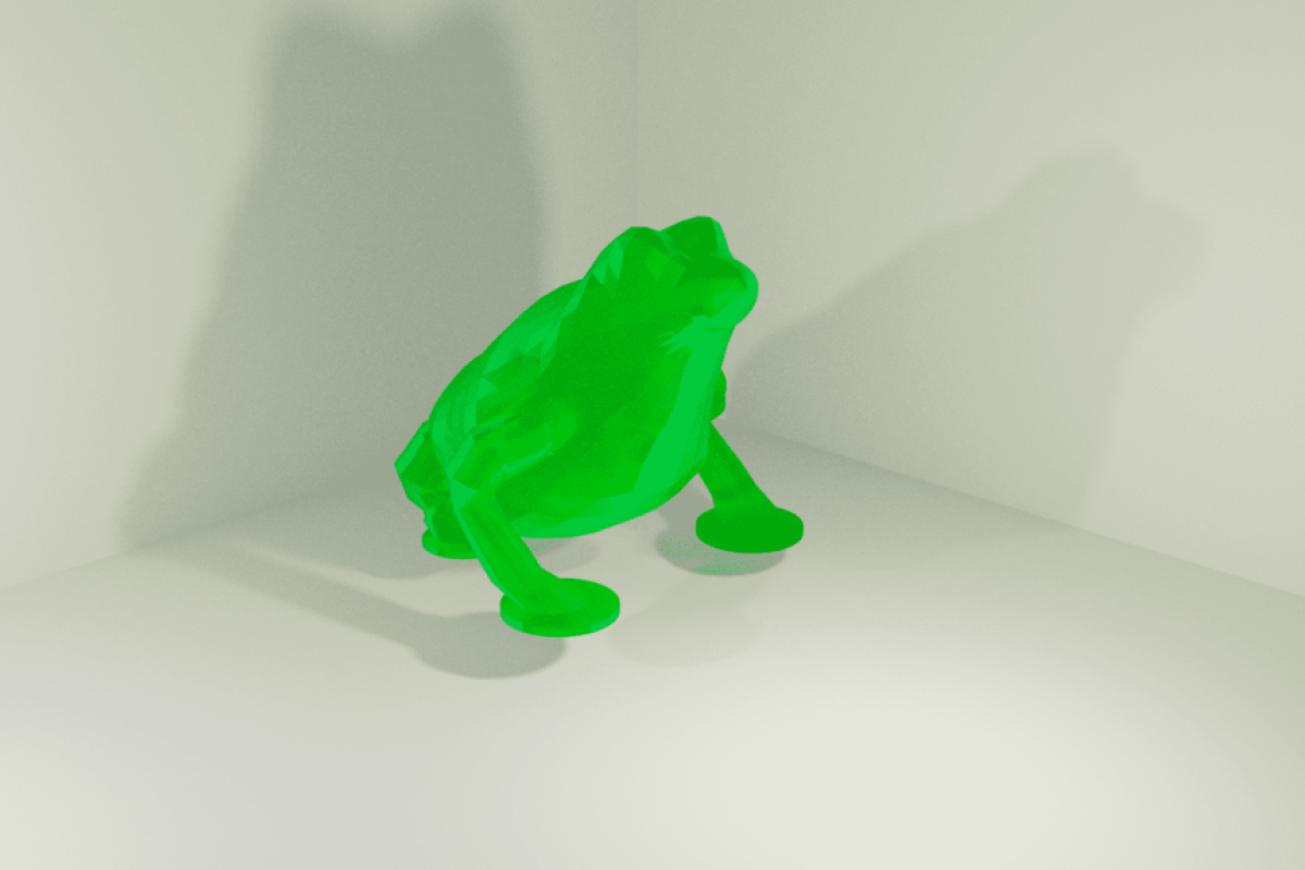 3D-modeled shiny frog. 