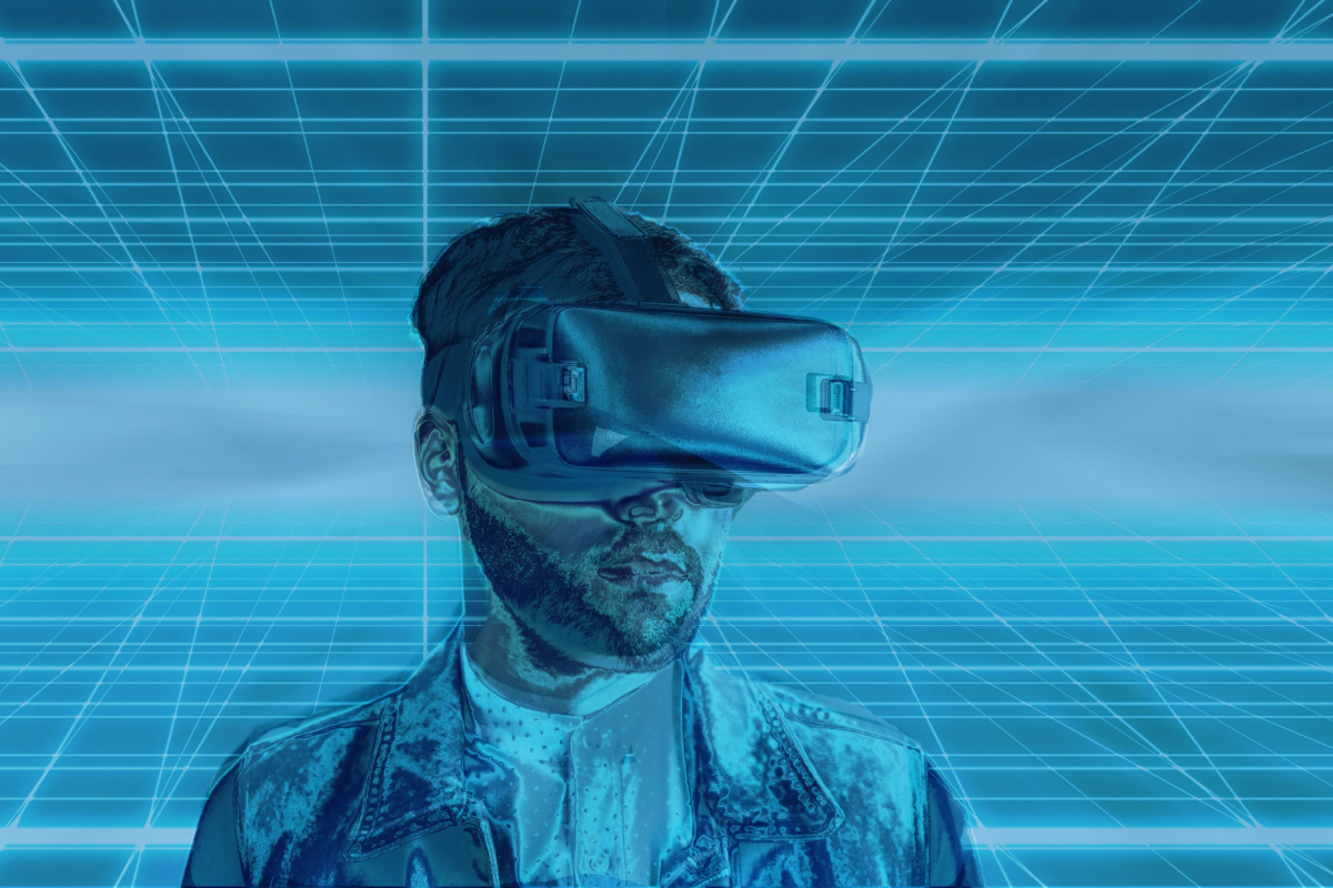 illustration of a person in virtual reality. 