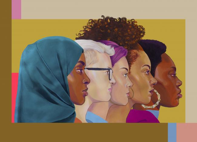 Mural of five diverse women