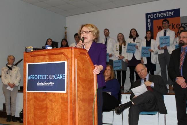 Congresswoman Louise Slaughter at a Protect Our Care event