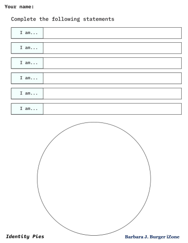 Identity Pie Worksheet
