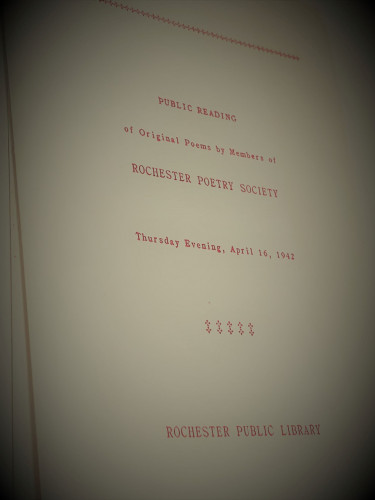 Rochester Poetry Society program for April 16 1942