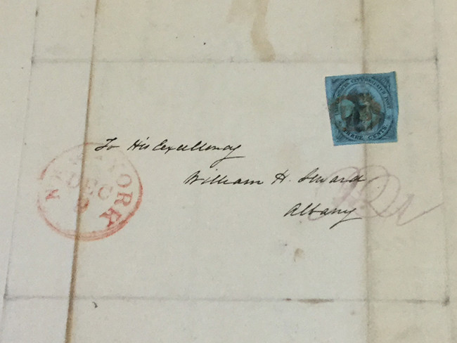 Envelope and stamp Helen Webb to William Henry Seward December 7 1842