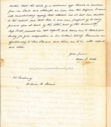 Handwritten letter by Helen Webb to William Henry Seward December 7 1842 page 2