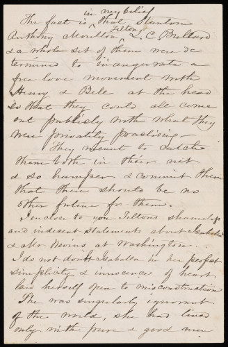 handwritten letter from Harriet Beecher Stowe to John Hooker