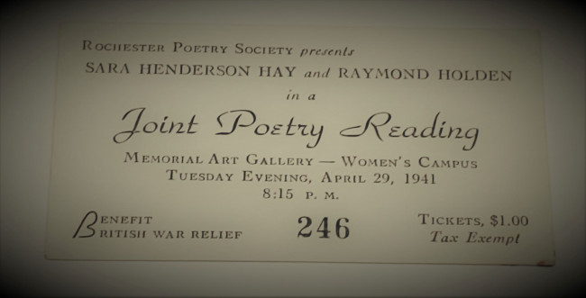 Rochester Poetry Society program for April 29 1941