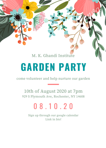 A sample invitation to a garden party event