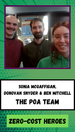 Ben MItchell (Left), Donovan Snyder (Center), and Sonia McGaffigan (Right) from the POA Library