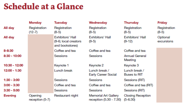 Chart of SHARP 2025 daily schedule