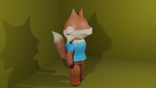 low poly 3D modeled fox. 