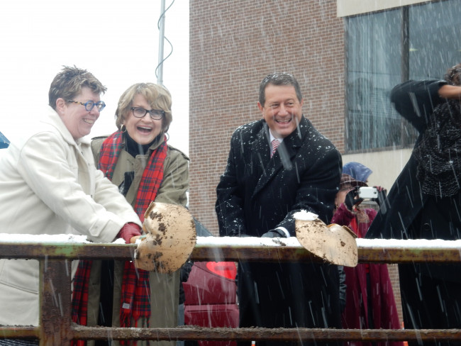 Congresswoman Louise Slaughter with Former State Assemblyman Joe Morelle at a groundbreaking