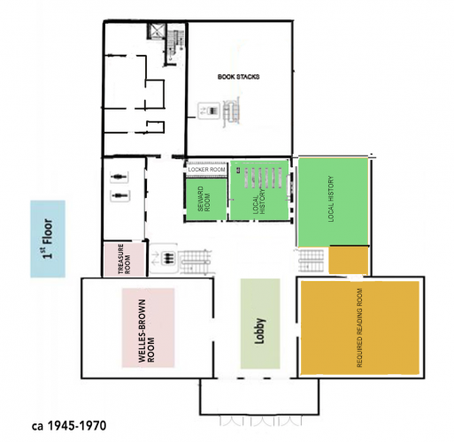Rush Rhees first floor floorplan from 1945-1970