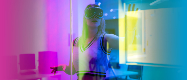 Student experiencing a VR headset