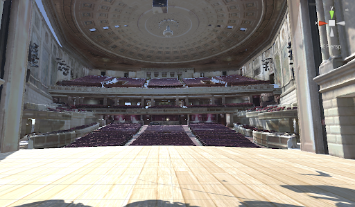 Faro laser scan of Kodak Hall from the stage.