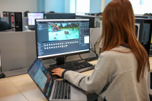 student working on a Unity workshop. 
