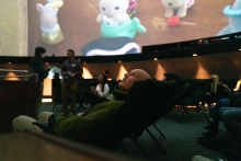 participants viewing films on the dome