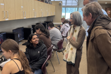 Mary Ann Mavrinac and Peter van Schie speaking with the Greenhouse students. 