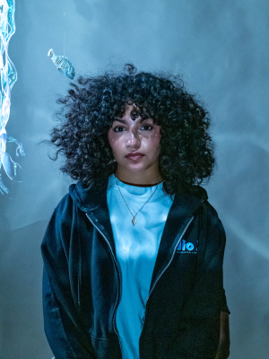 Jada in hoodie