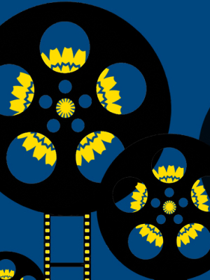 graphic of film reel and dandelion